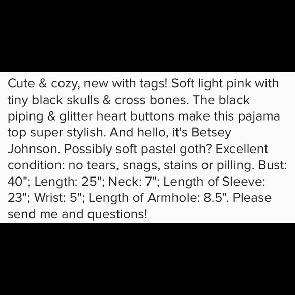 Betsy Johnson Skull & Crossbones Pastel Goth PJTOP - Picture 5 of 5